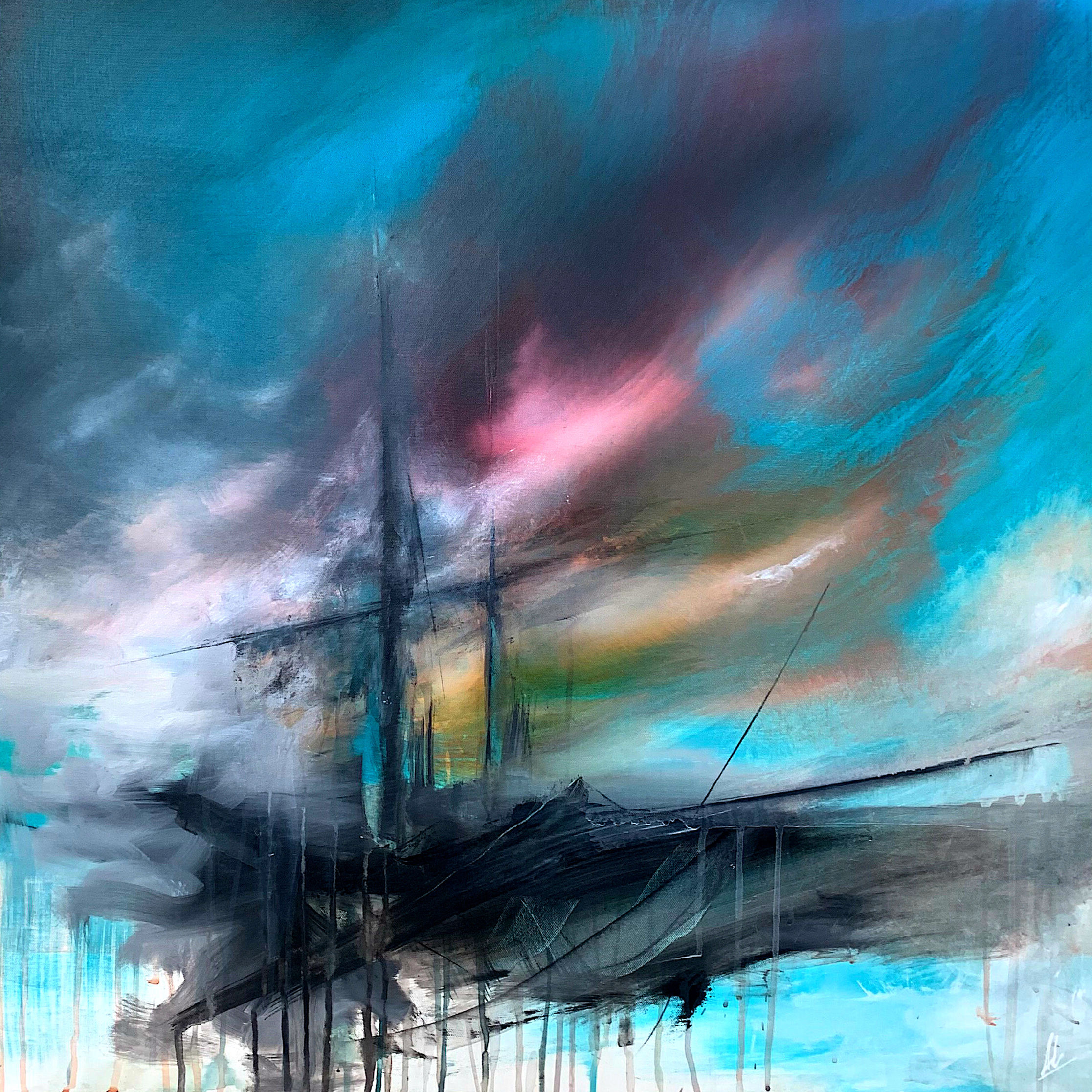 Konst av Alexander Nilsson ”Duality” 80x80cm