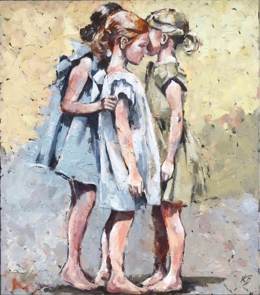 Originalmålning av Karin Bach ”Girl Talk” 80x70cm