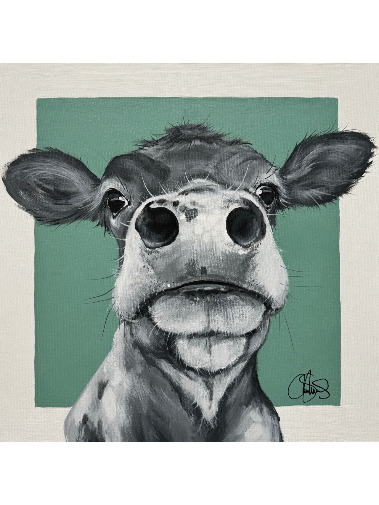 Originalmålning av Matilda Skoglund "COW 417 - Gemma" 50x50cm_a