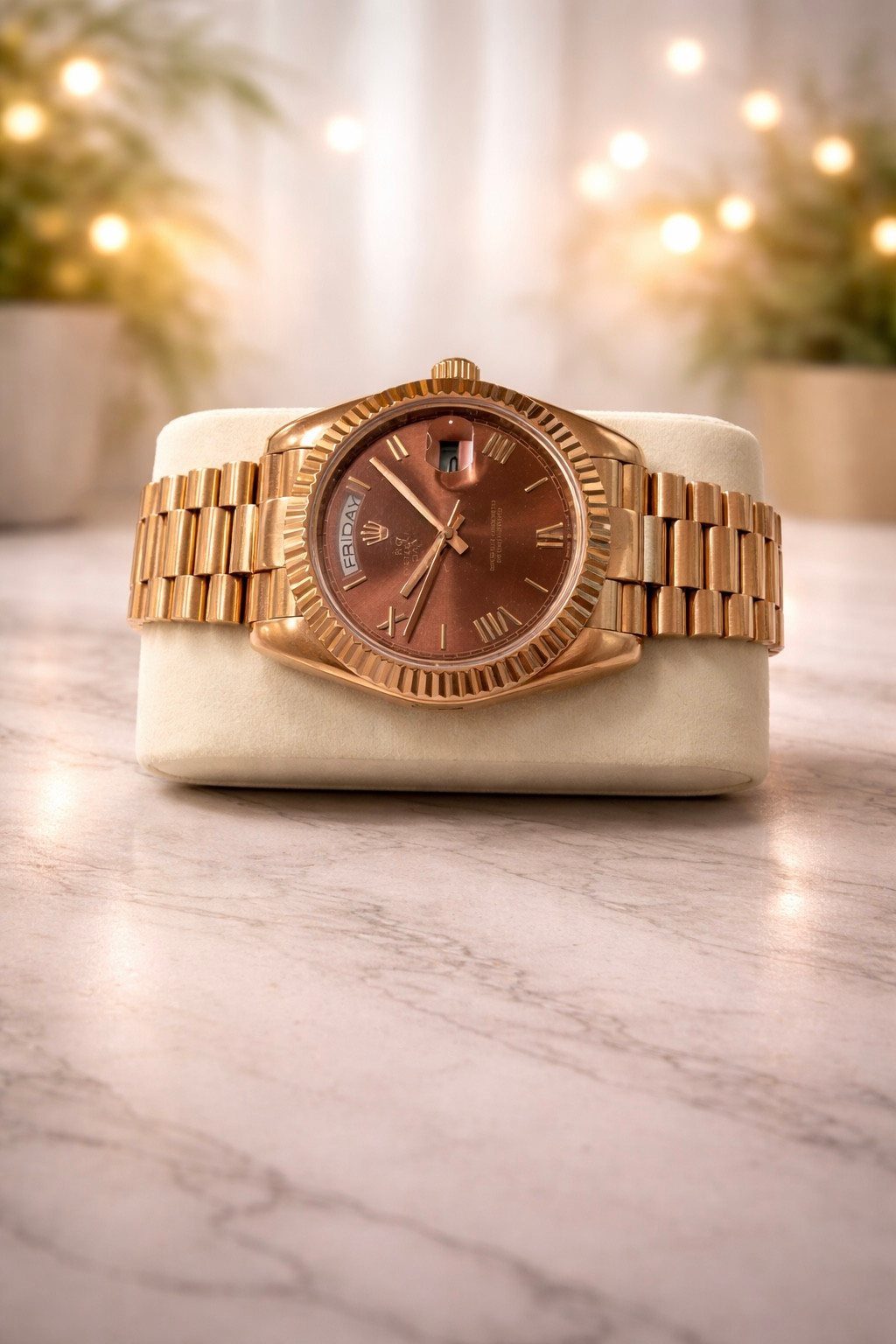 Aurora Royale Chocolate Gold Day-Date Watch