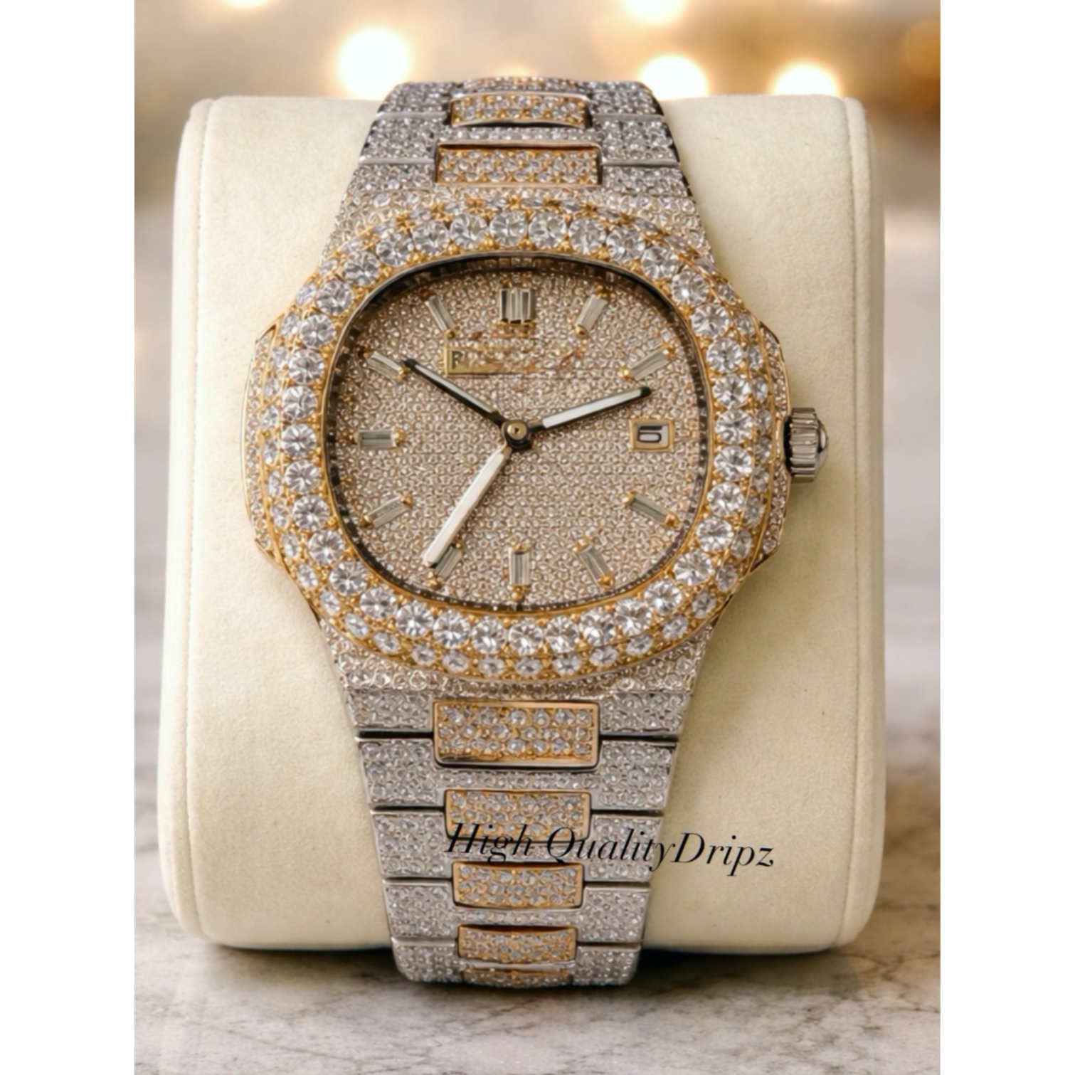 Golden Glacier Iced-Out Watch