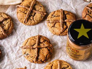 Hot Cross Chocolate Peanut Butter Cookies