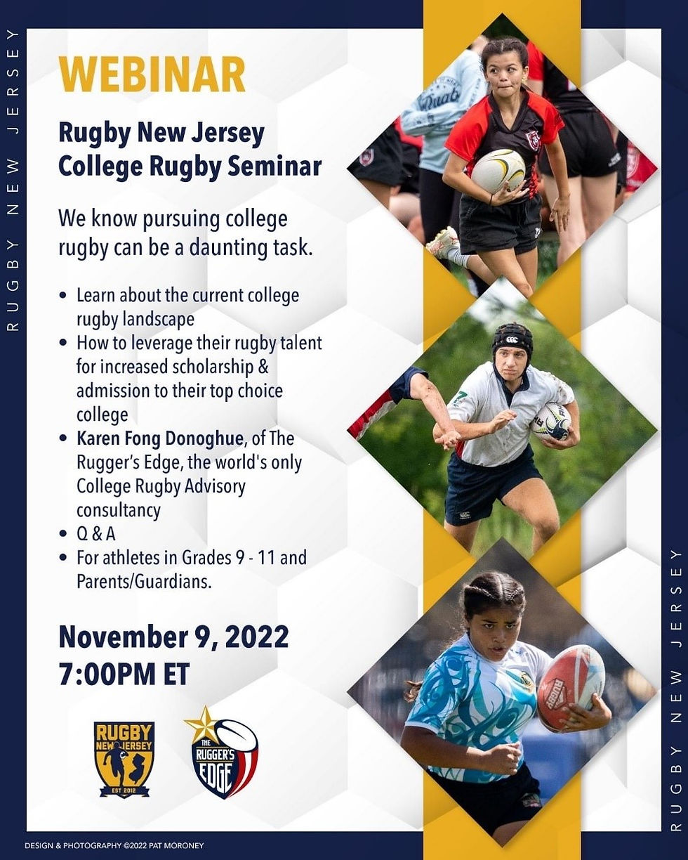 Ruggers Edge College Rugby webinar Nov. 9 7:00PM ET
