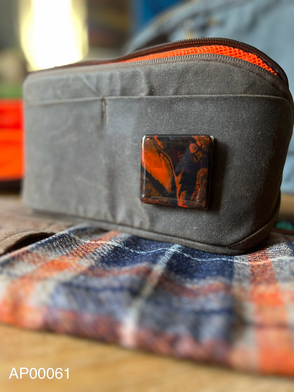 Thumbnail: Dark Orange Twister - Velcro Patch (Material:  Wood / Rounded Corners)