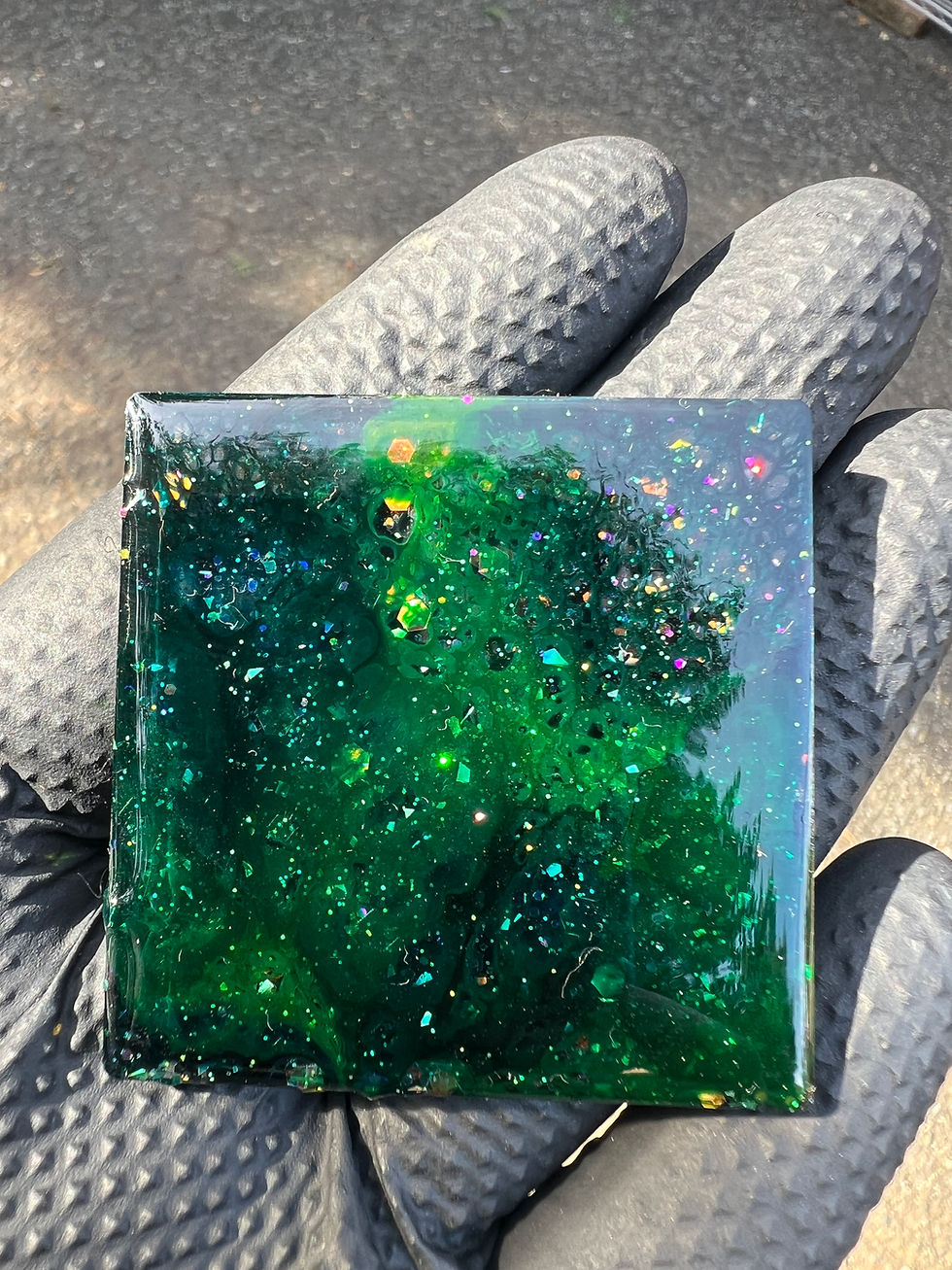 Thumbnail: Emerald Stardust 3 - Velcro Patch (Material: Plexi / Squared Corners)