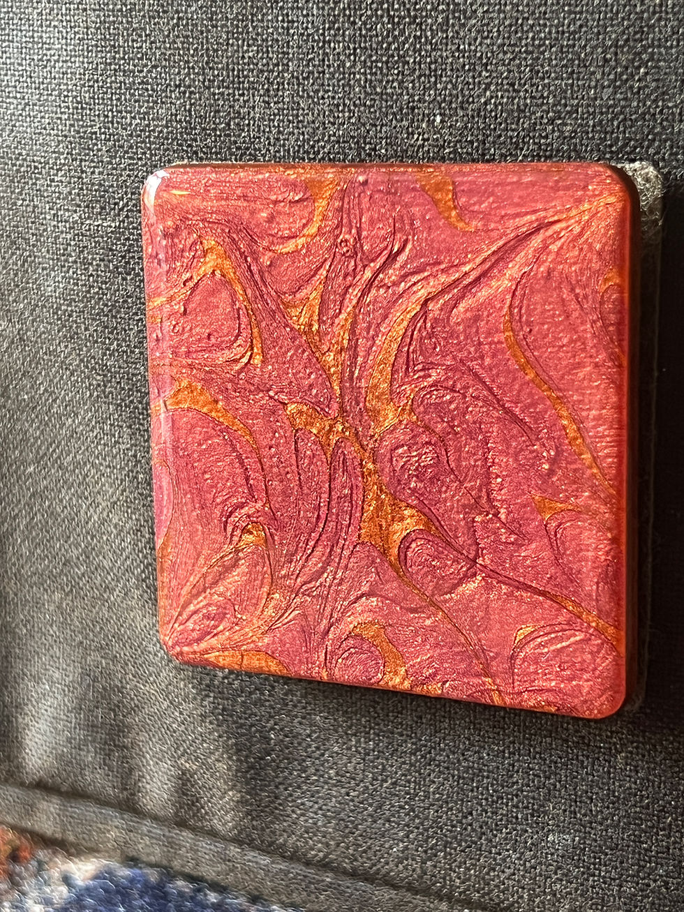 Thumbnail: Pink Copper Stew - Velcro Patch (Material: Wood / Rounded Corners)