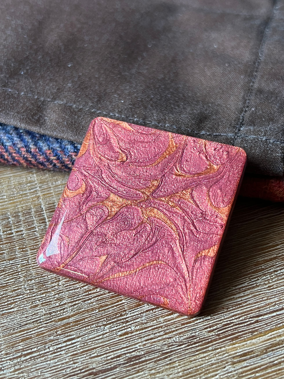 Thumbnail: Pink Copper Stew - Velcro Patch (Material: Wood / Rounded Corners)