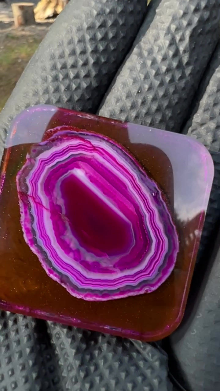Thumbnail: Banded Pink Agate Crystal - Velcro Patch (size 1.7" -smaller than standard)