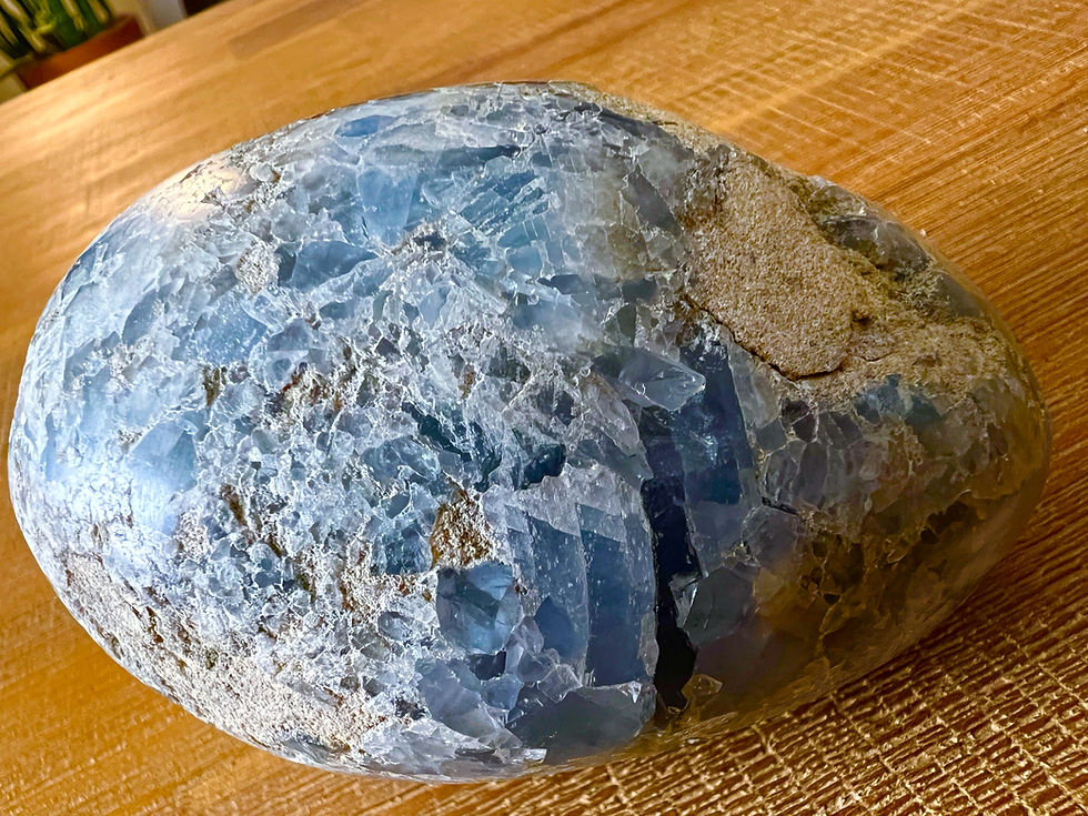 Thumbnail: Celestite Crystal Cluster Egg from Madagascar, 1lb. 7.8oz / 677 grams