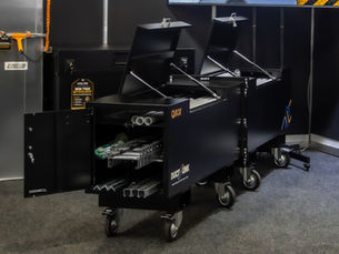 Ductlink QBox mobile long material storage for rods, angles and Unistrut on commercial site