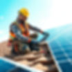 _“Professional solar technician installing panels on a rooftop. Safety gear, tools, bright