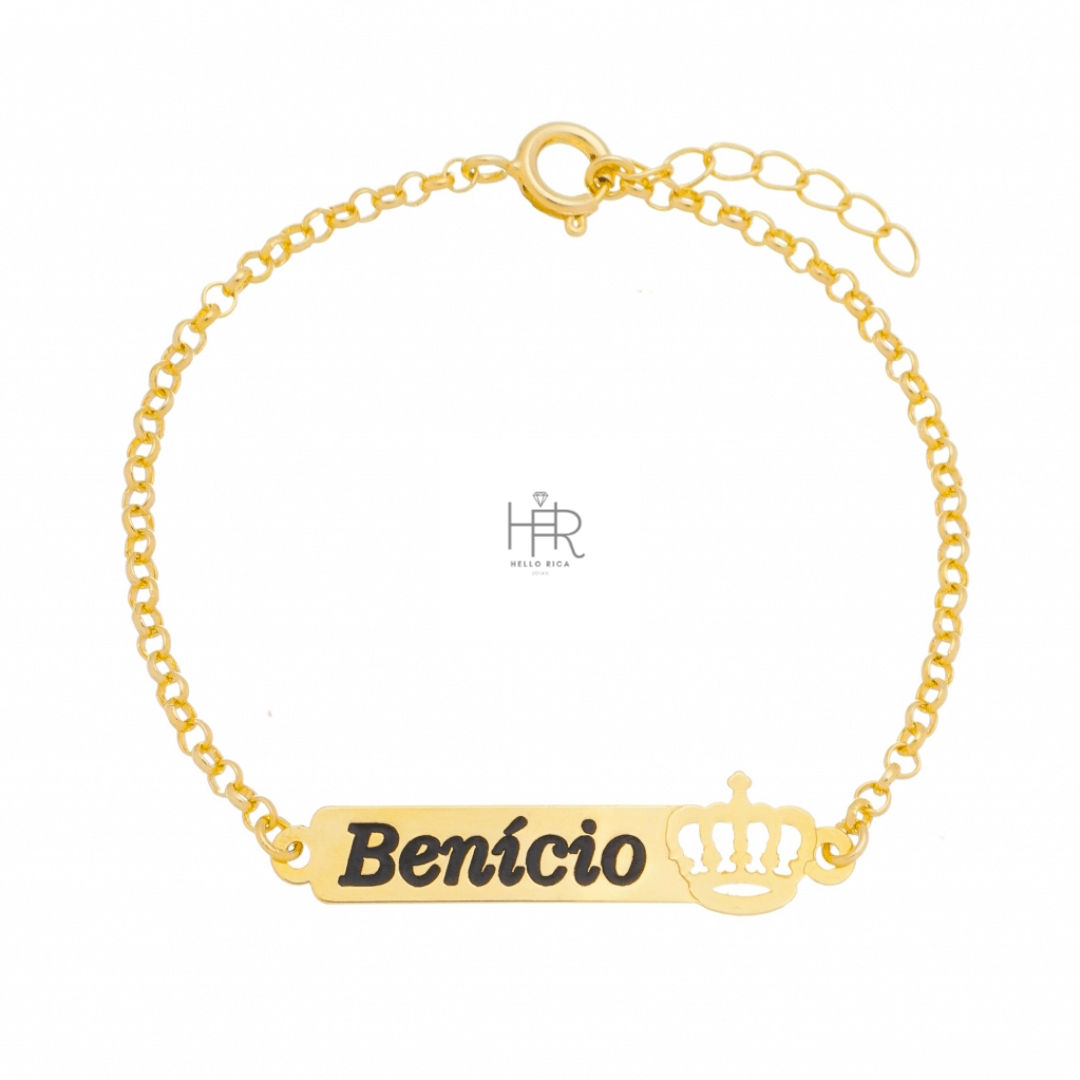Pulseira Infantil Personal. Nome e Coroa