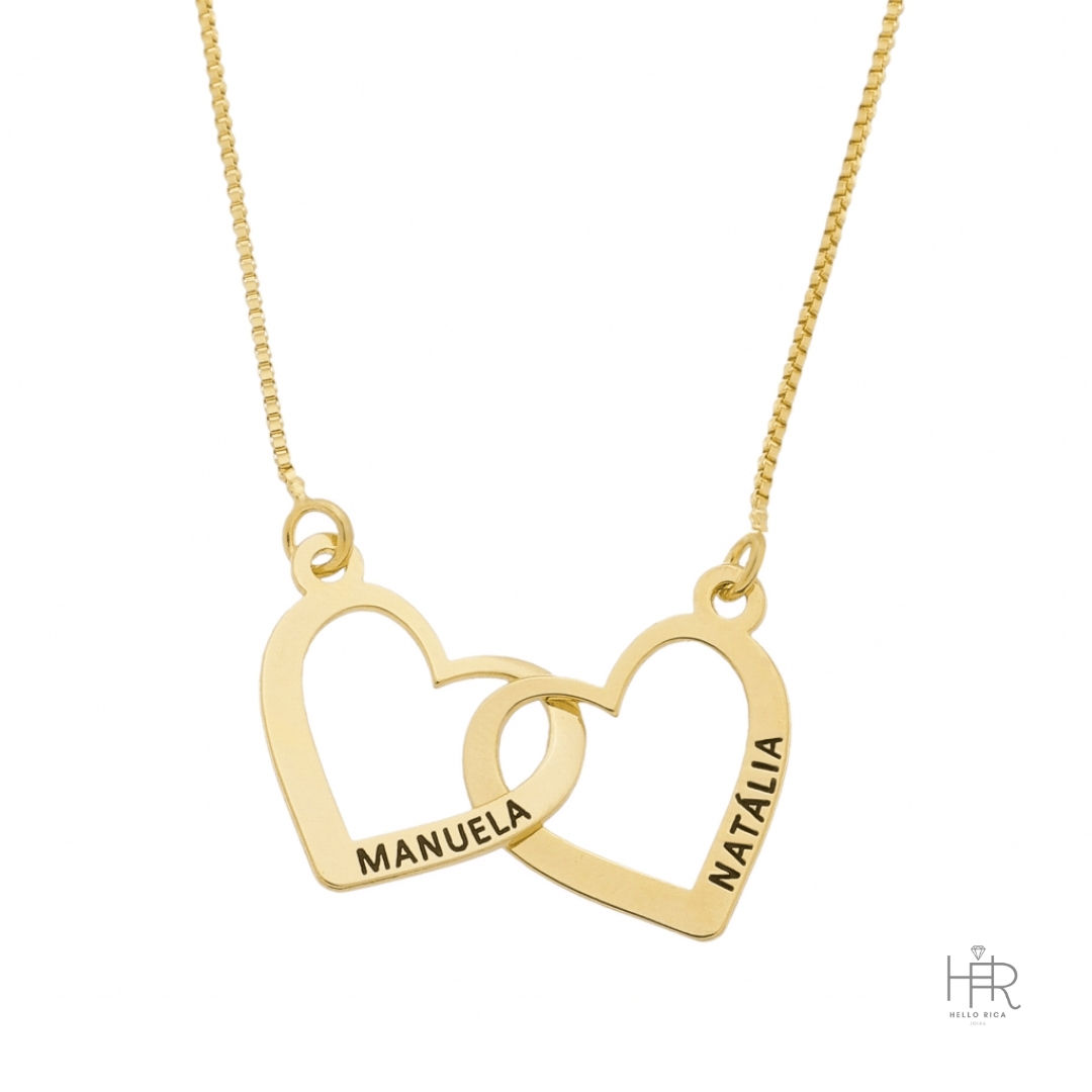Veneziana Personalizada 2 Corações sem Zircônia