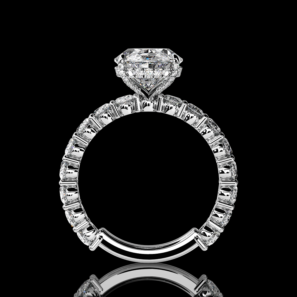 Thumbnail: 7.5 carat Oval Diamond Ring with Oval Side Stones