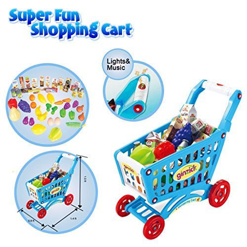 Shopping Cart With Food BLUE