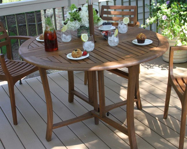 Outdoor Dining Table with Chairs made with Wooden.