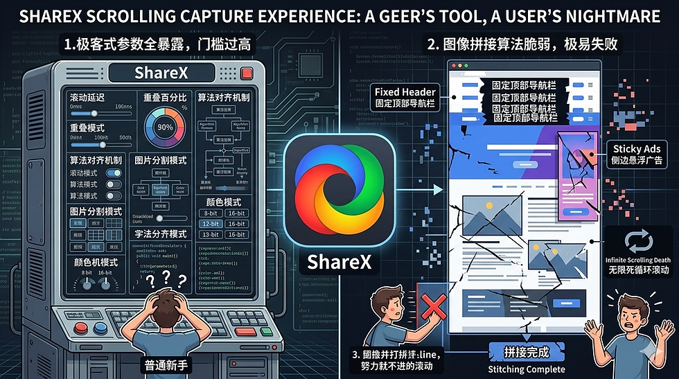 ShareX 的滚动截图难点展示