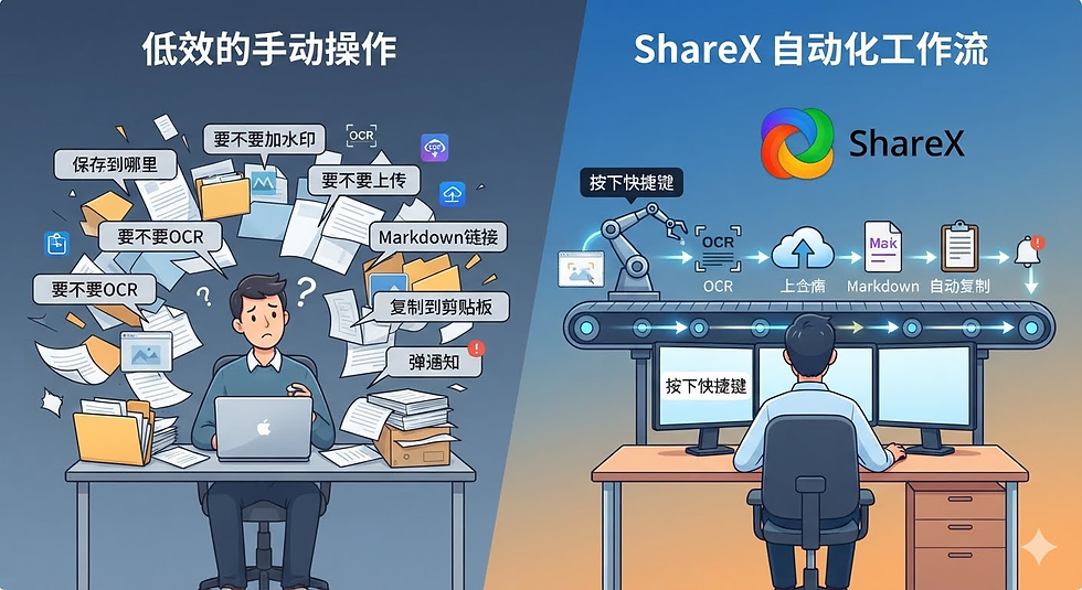 ShareX的Workflows解决的问题图示