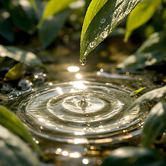 Water droplet creating ripples in a pool of water