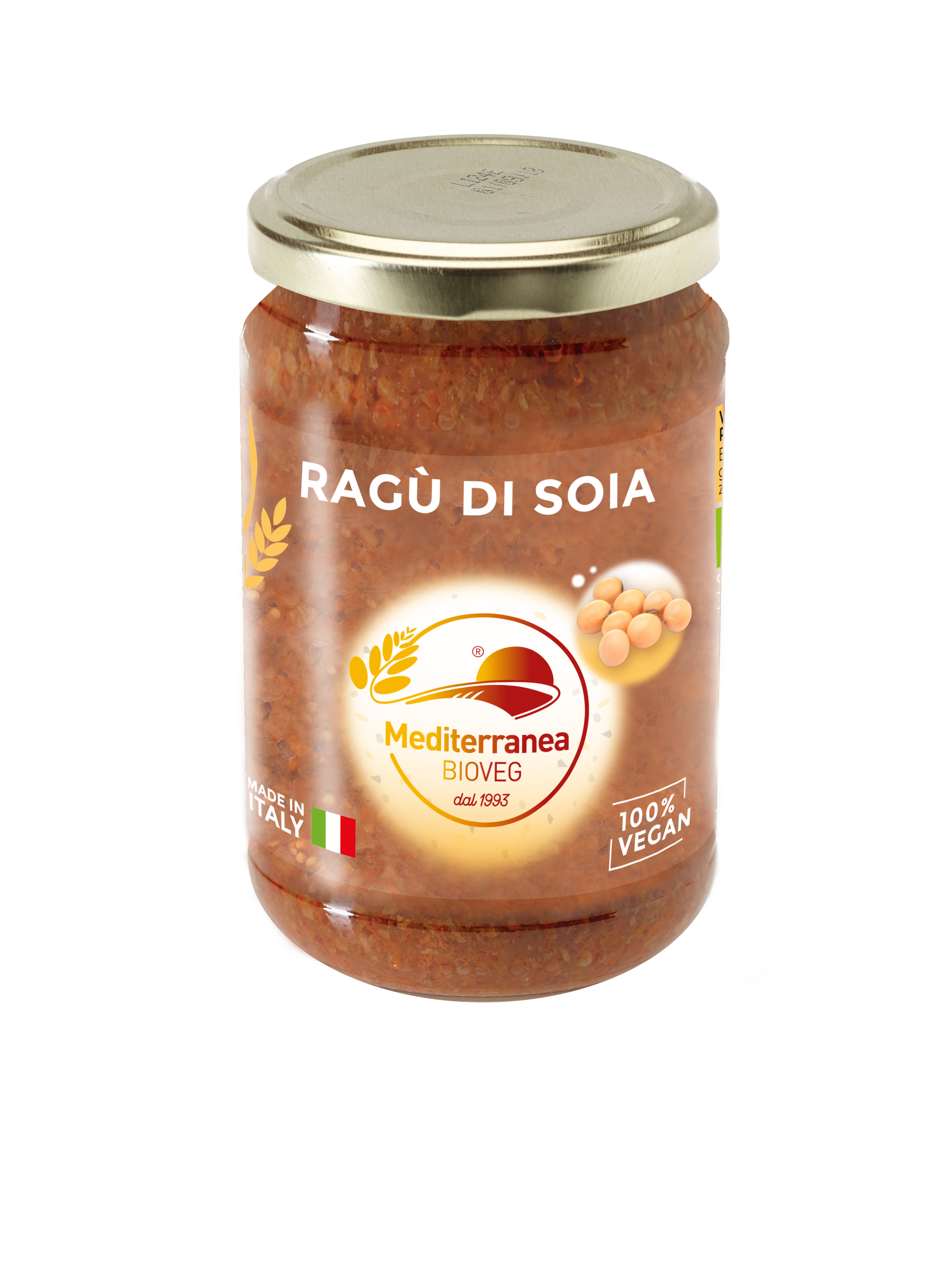 Vasetto in vetro ragù di soia Mediterranea