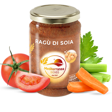 ragù vegetale a base di soia e passata di pomodoro biologica
