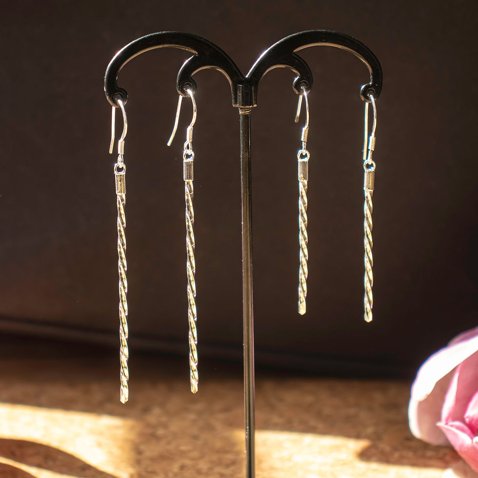Thumbnail: Candy 4 sterling silver spiralled stick earrings