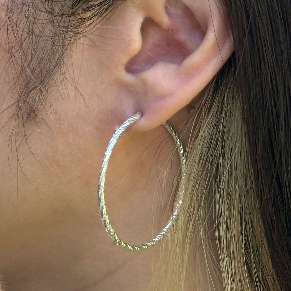Thumbnail: Saira diamond cut hoop earrings available in 3 sizes