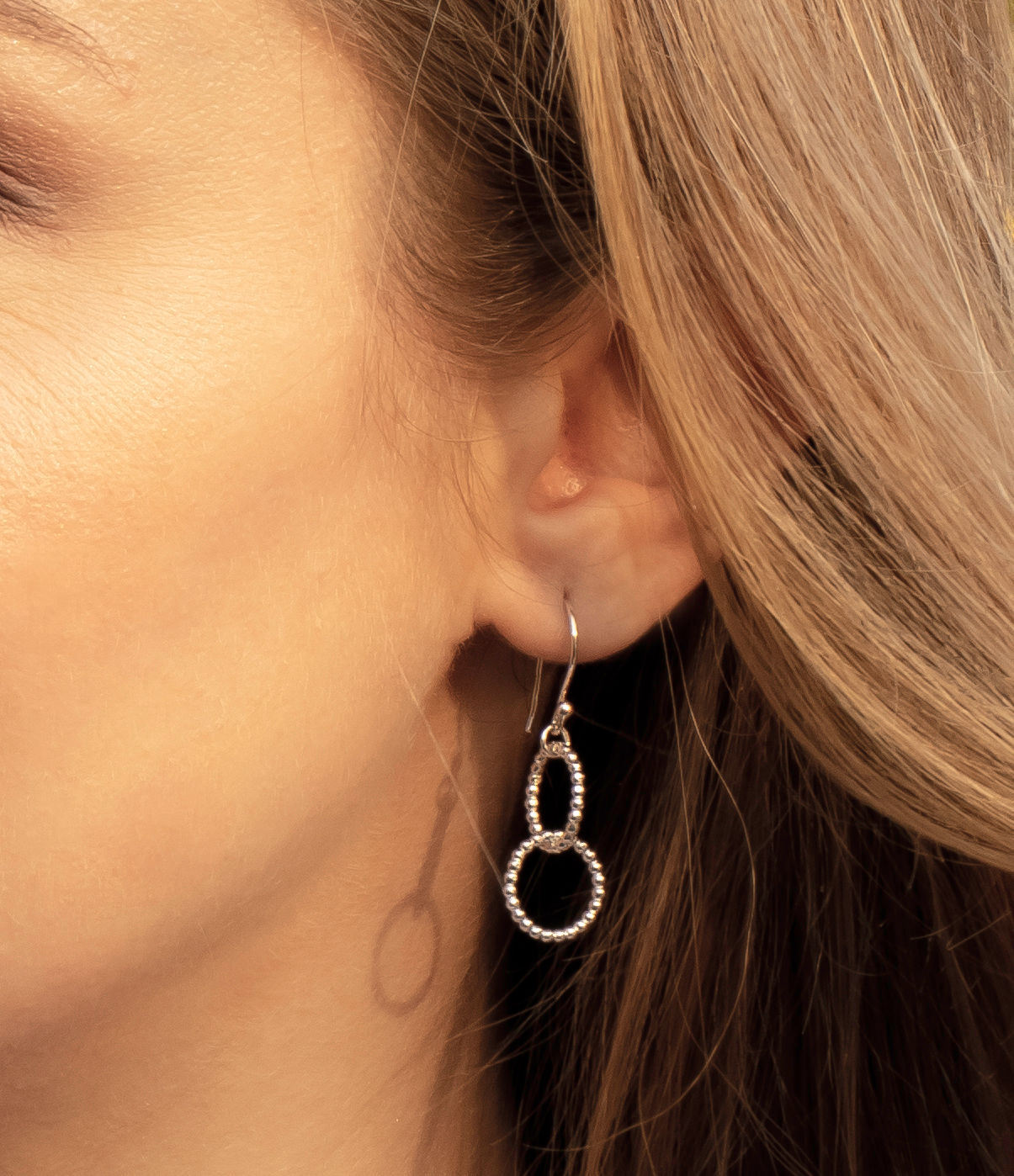 Freyja interlinked beaded circle earrings