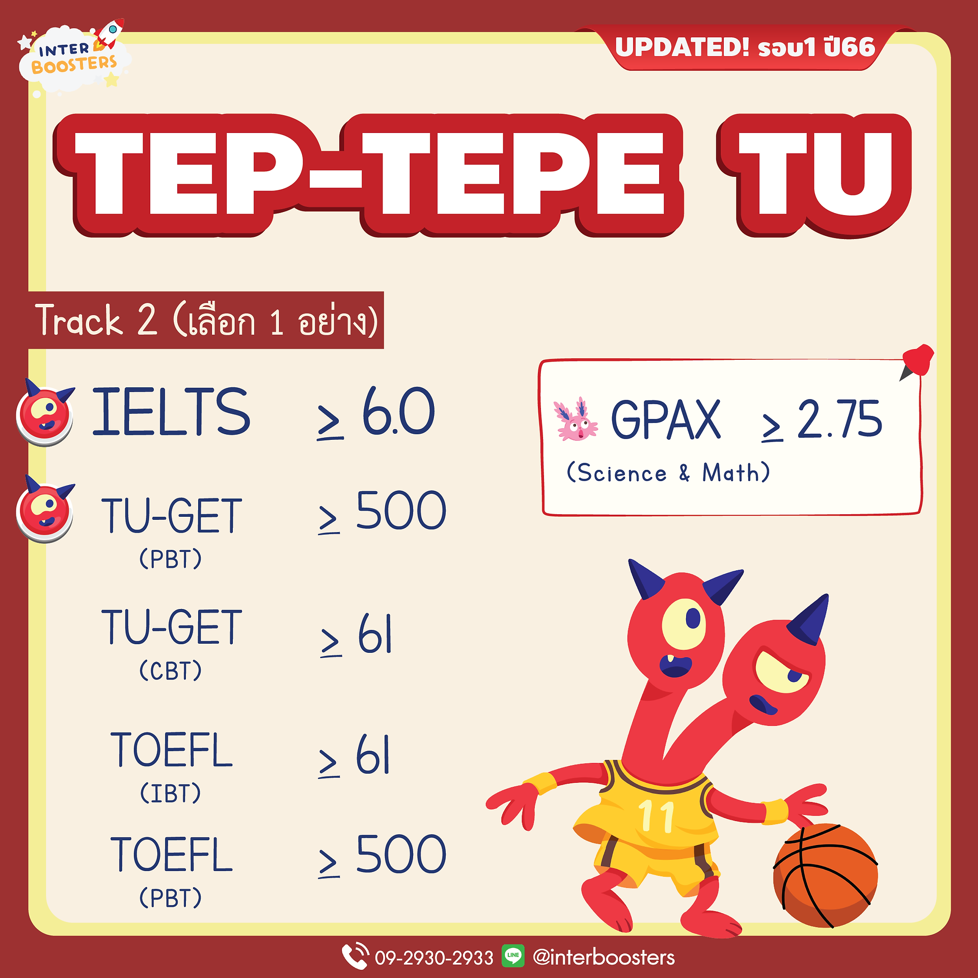 TEP-TEPE TU 2023 เกณฑ์รอบ 1 วิศวะ มธ อินเตอร์ ปี 66