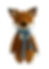 Crochet stuffed fox toy with scarf in the colors brown, white, and blue
