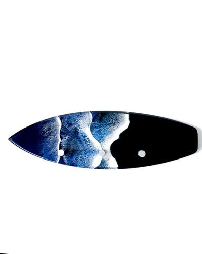 Stylish Wall Hanging Surfboard Key Rack with Ocean Resin Art