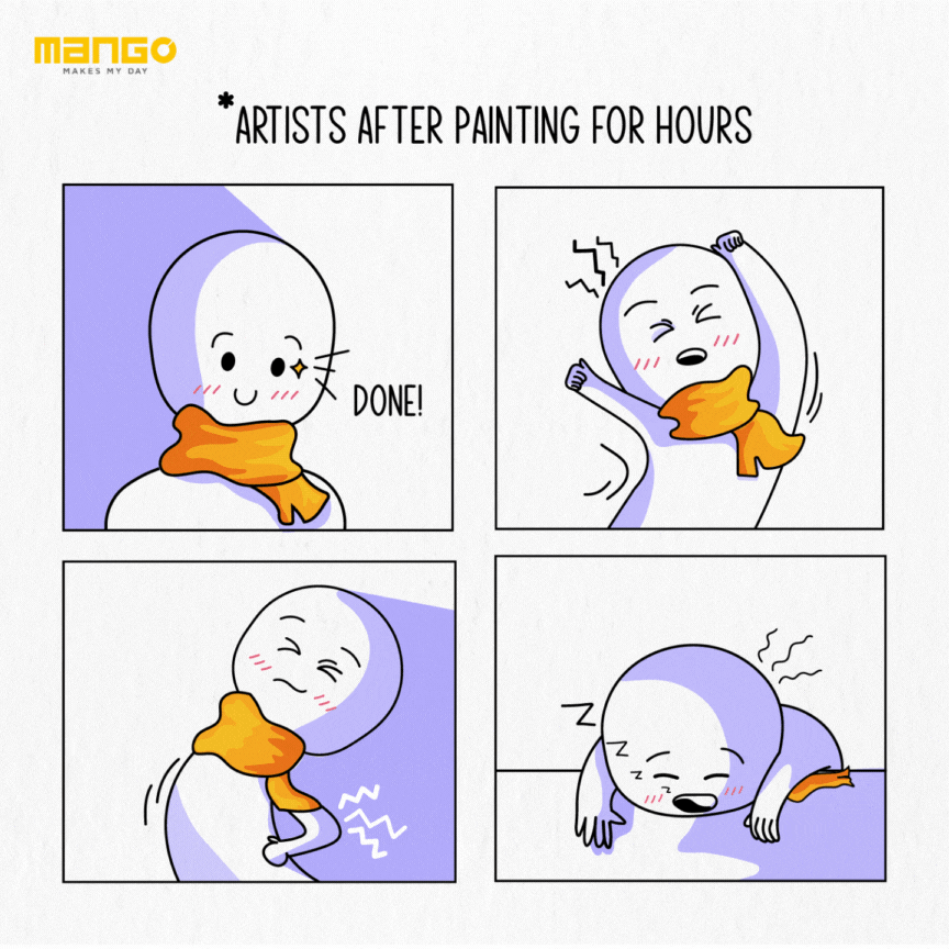 Illustrated comic strips on a paper background.