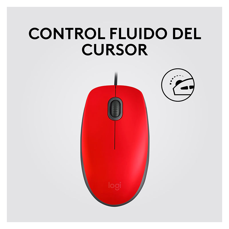 Miniatura: Mouse Alámbrico Óptico Logitech M110 Silent 1000 DPI Rojo