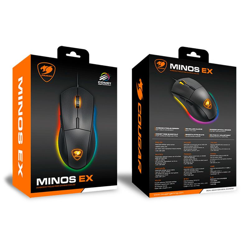 Miniatura: Mouse Gaming Alámbrico Óptico Cougar Minos EX 6400DPI 6 Botones