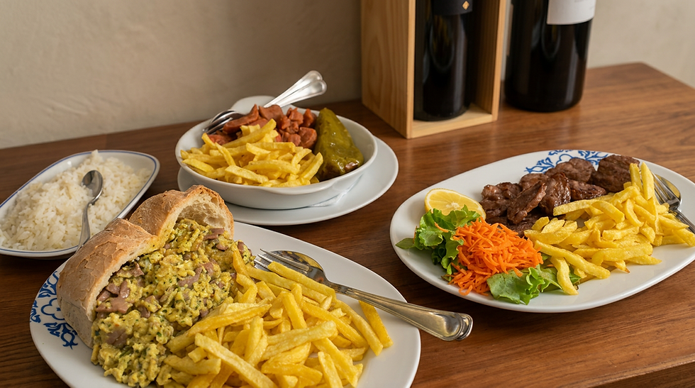 Pratos tradicionais alentejanos servidos no Restaurante Pompílio em Elvas
