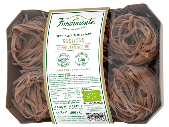 Pasta all'uovo Biologica con Farro e lenticchie Rustiche Fiordimonte