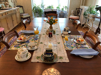 Breakfast is served in our formal  dining room with  porcelain china and crystal.  