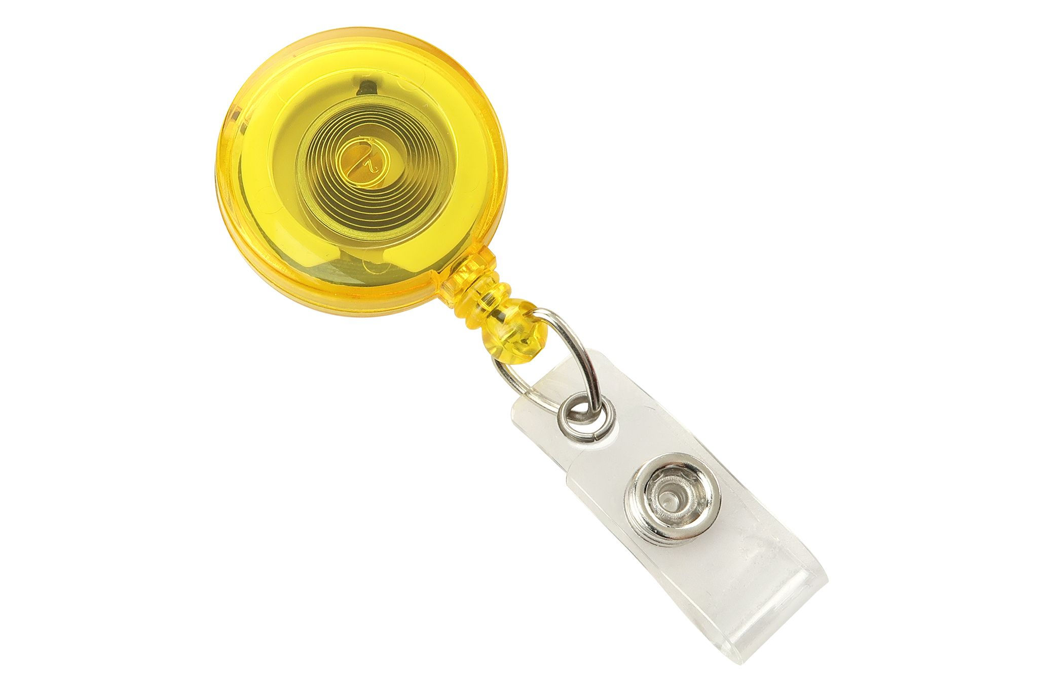 2120-3609 Translucent Yellow Rnd. Badge Reel With Strap & Slide Clip (Qty. 100)