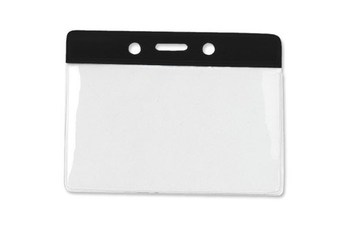 1820-1101Clear Vinyl Horiz. Badge Holder with Black Color Bar, 3.85