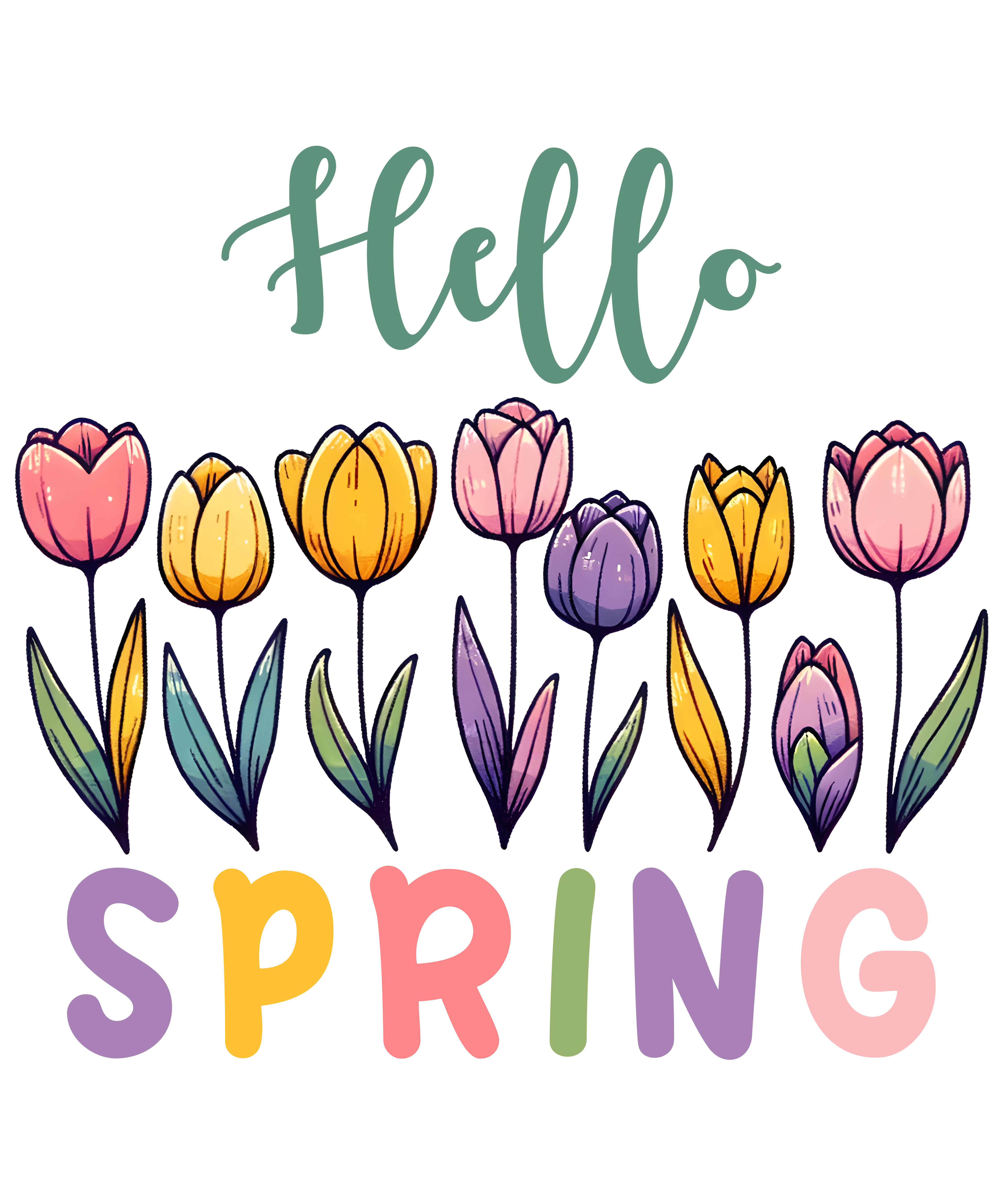 Hello Spring Multi Colored Flowers