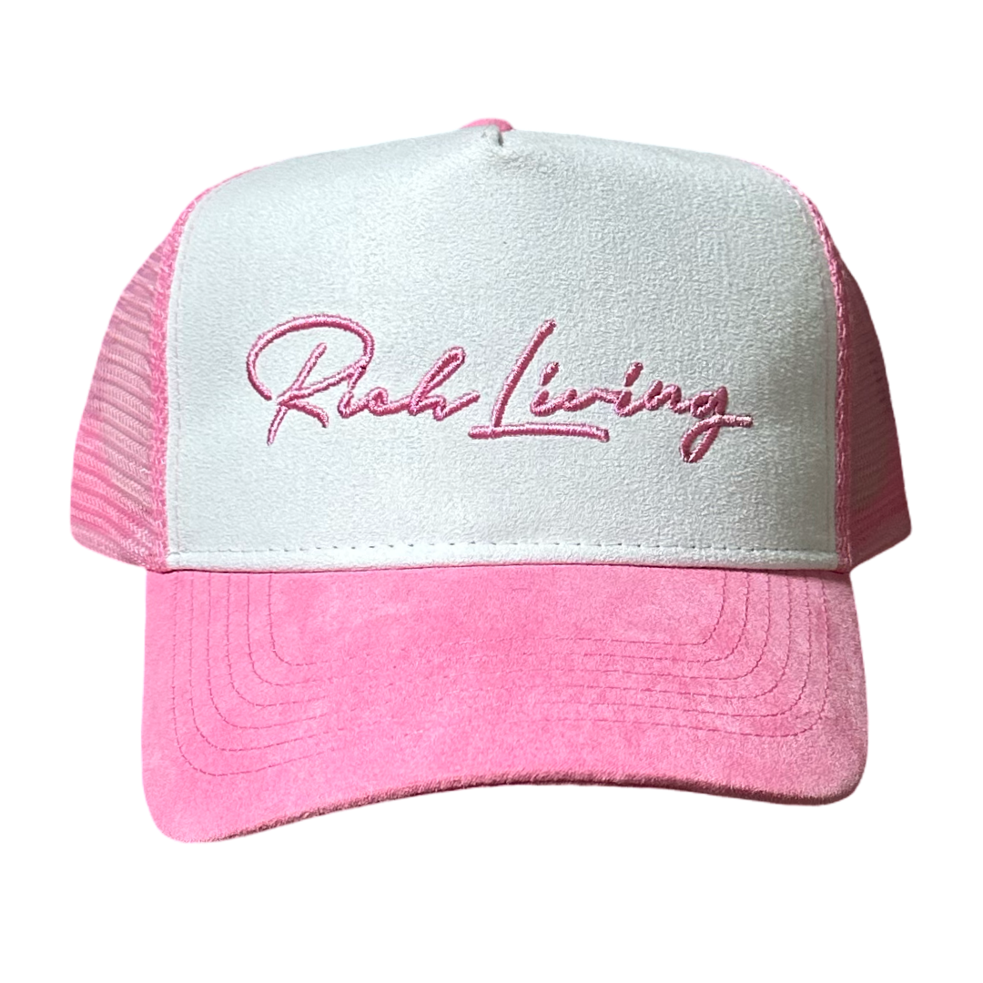 Pink And White Suede RL Snap Back