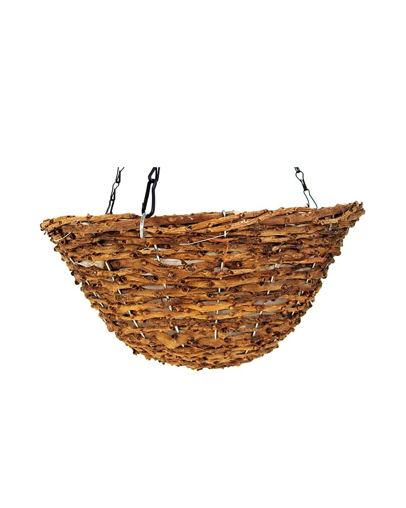 Woven Wood Hanging Basket Planter