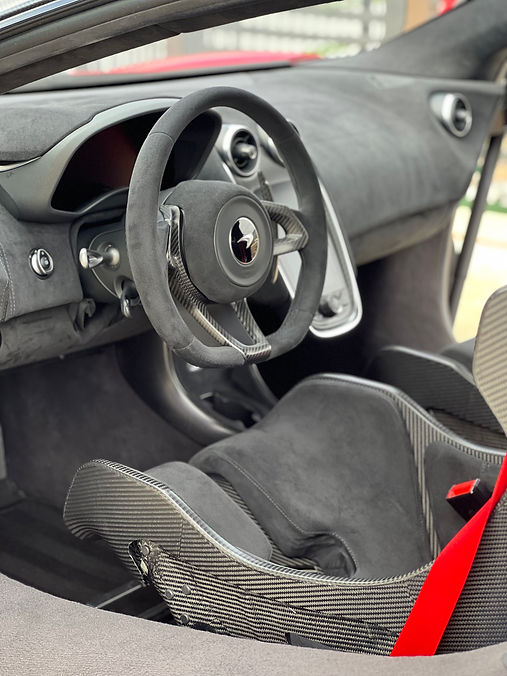 Detailed interior of a McLaren.