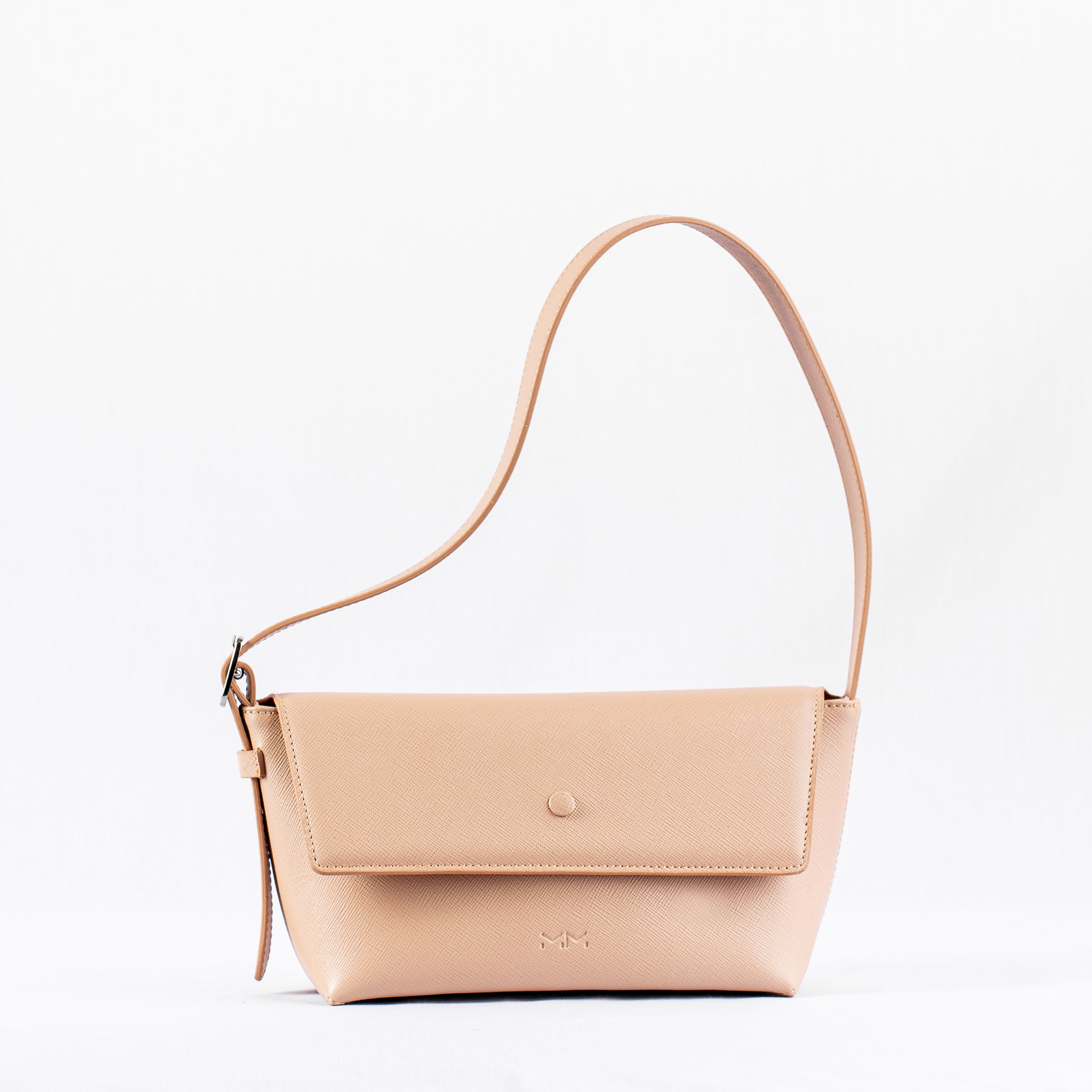 zoey. Leather shoulder bag - nude