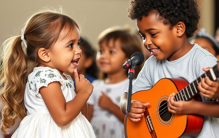 Children being musically inspired to lov