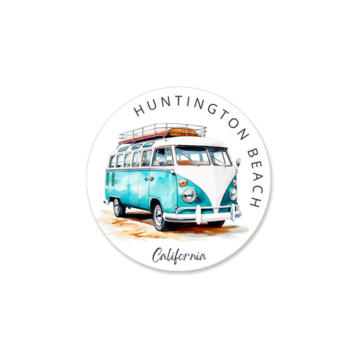 Hb State Sticker Custom Huntington Beach Sticker - Blue Bus | BEACH HOUSE BITES