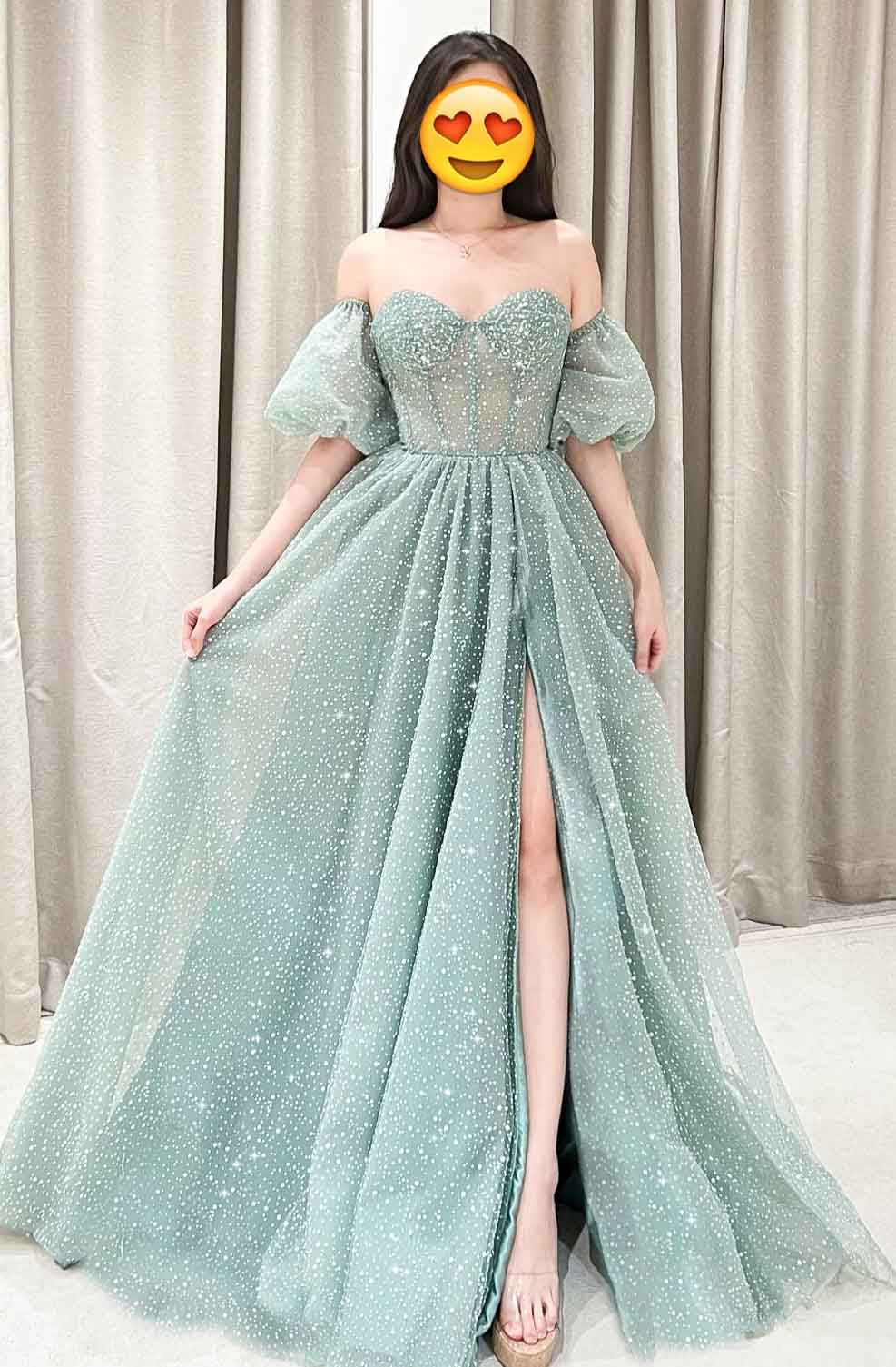 Inanna Glitter Bridal Ballgown Sage