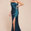 Thumbnail: CD Modiva Strapless Satin Gown French Navy