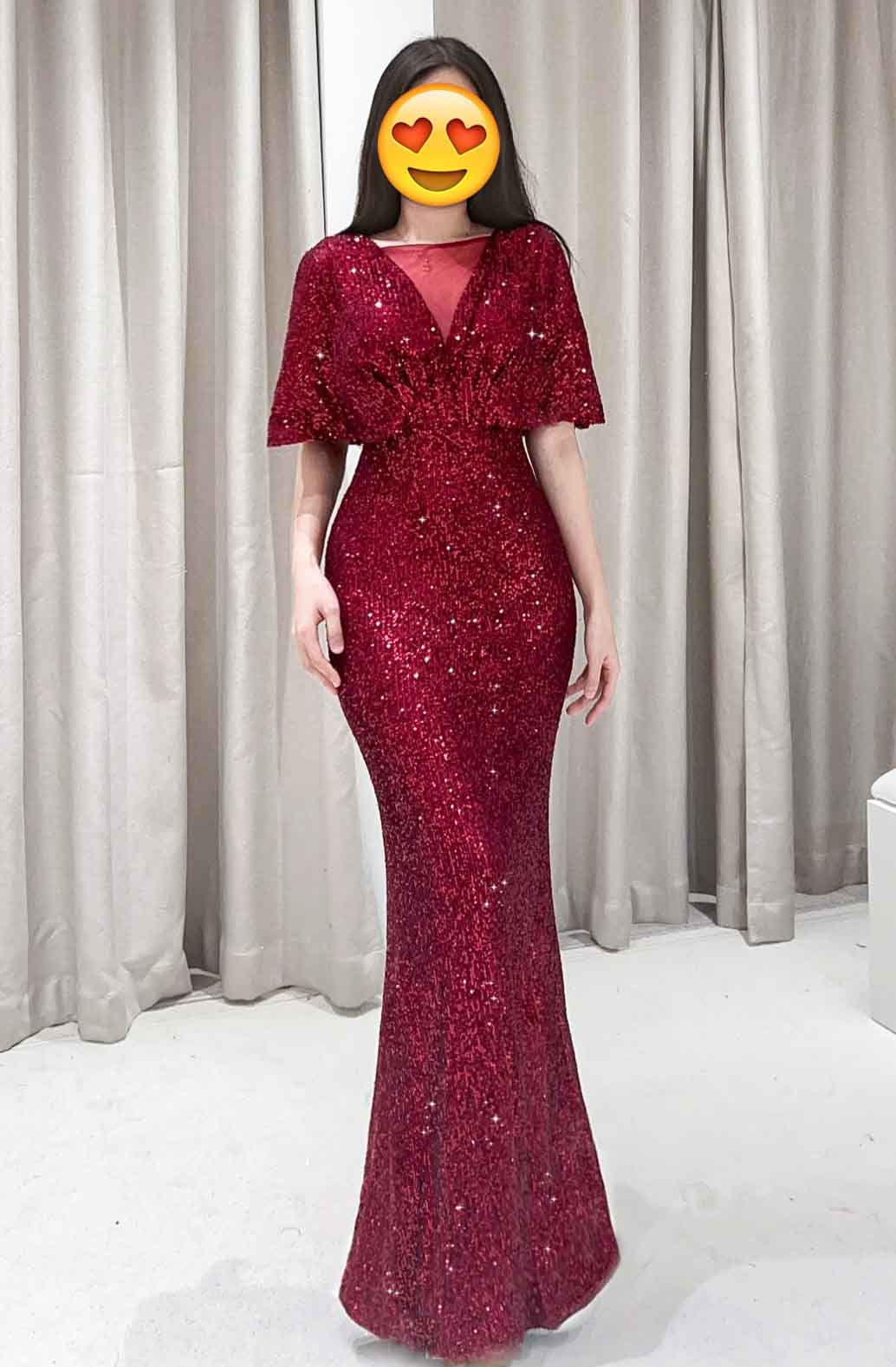 Armani Sequin Gown Red