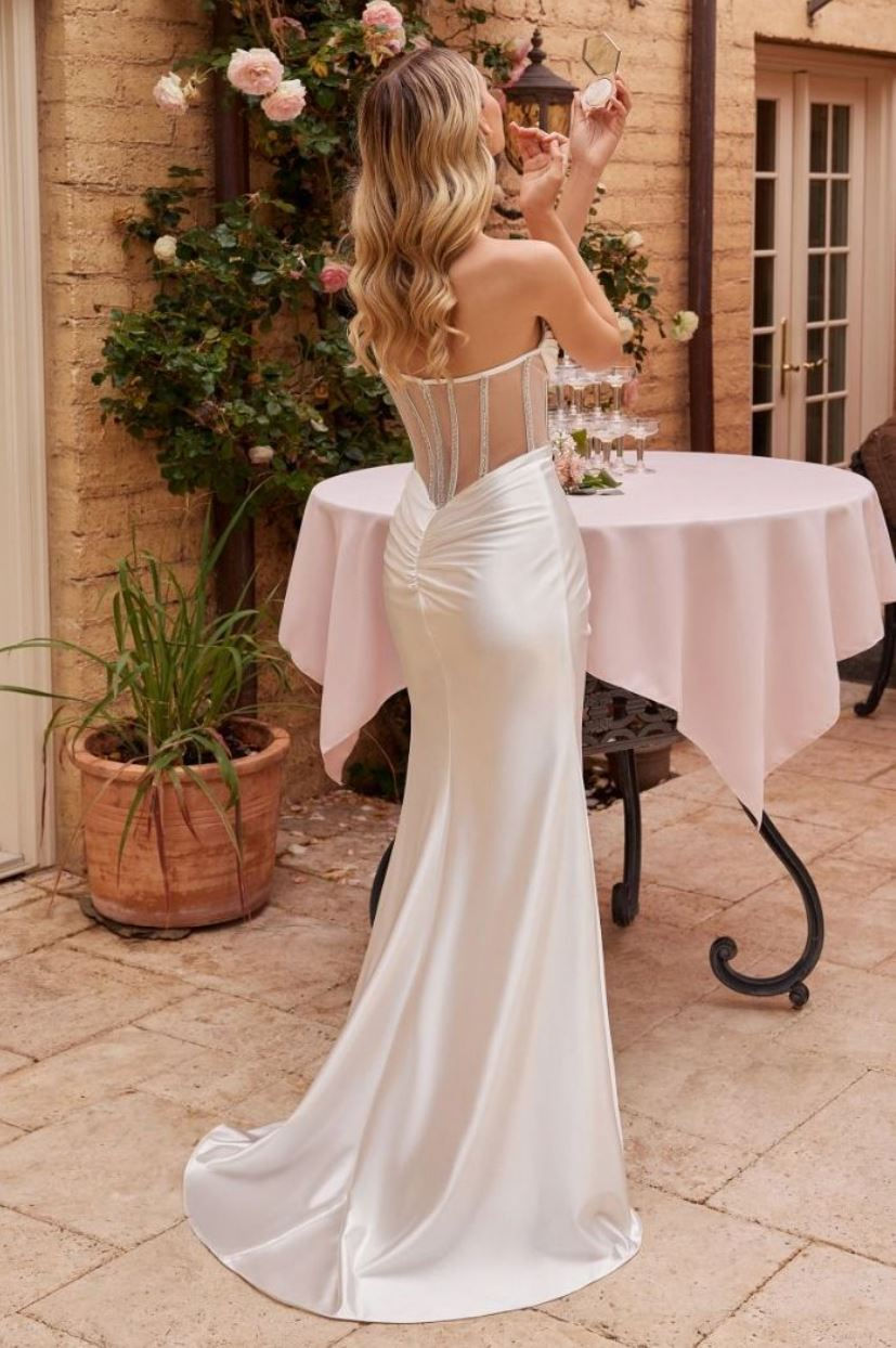 Thumbnail: CD Merrie Corset Satin Gown Off White